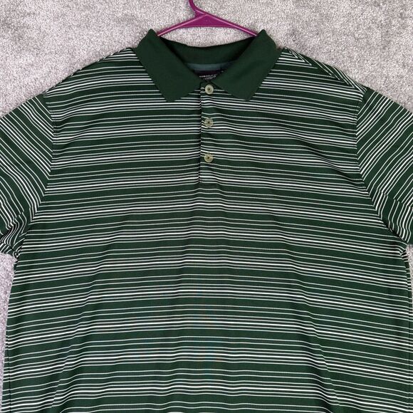 Nike Golf Shirt Men’s Large Green Short Sleeve Polo Striped Dri-fit Performance - Picture 1 of 11